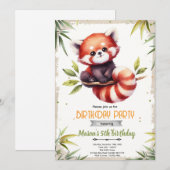 Red Panda Birthday Invitation Kaart (Voorkant / Achterkant)