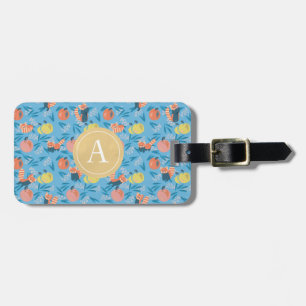 'Red Panda' Blue Apple Monogrammed Bagagelabel