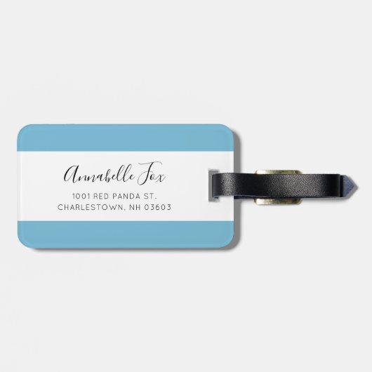 'Red Panda' Blue Apple Monogrammed Bagagelabel (Achterkant horizontaal)