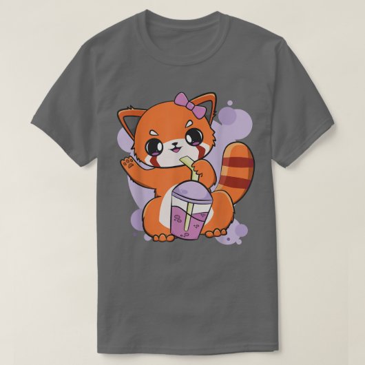 Red Panda Boba Tea Bubble Otaku Anime T-shirt (Design voorkant)