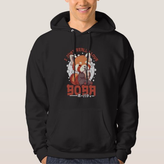 Red Panda Boba Tea Kawaii Bubble Tea Red Panda Ani Hoodie (Voorkant)