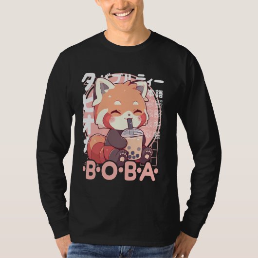 Red Panda Boba Tea Kawaii Bubble Tea Red Panda Ani T-shirt (Voorkant)