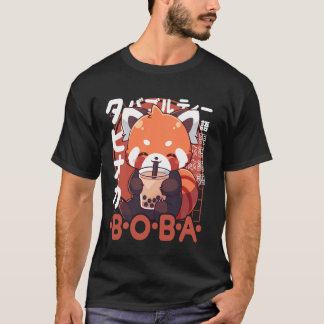 Red Panda Boba Tea Kawaii Bubble Tea Red Panda Ani T-shirt