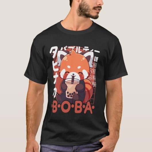 Red Panda Boba Tea Kawaii Bubble Tea Red Panda Ani T-shirt (Voorkant)