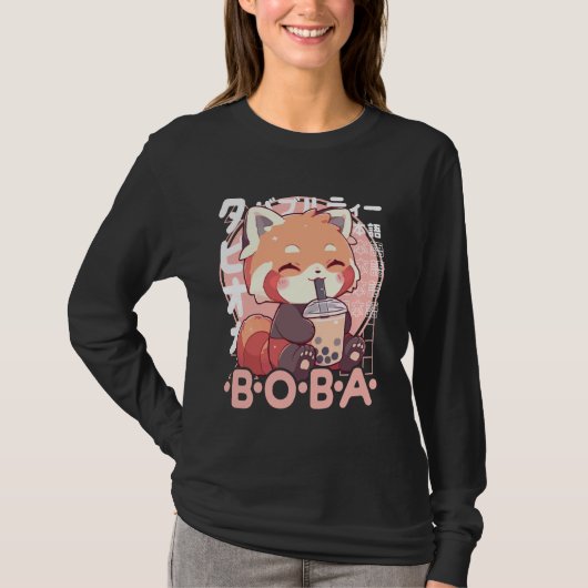 Red Panda Boba Tea Kawaii Bubble Tea Red Panda Ani T-shirt (Voorkant)