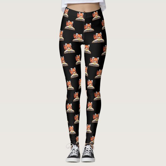 Red Panda Book Lover Leggings (Voorkant)