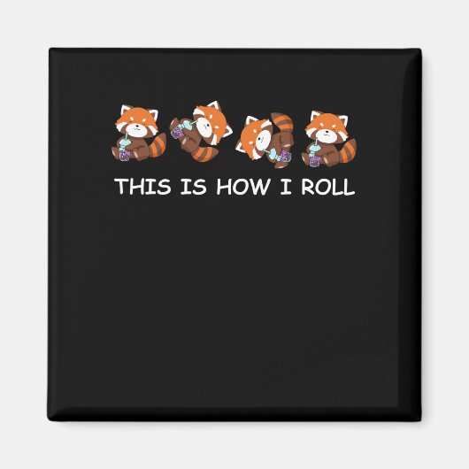 Red Panda bubble Tea Boba Tea Tea Magneet (Voorkant)
