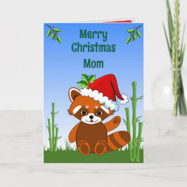 Red Panda Christmas Folded Greeting Card Kaart