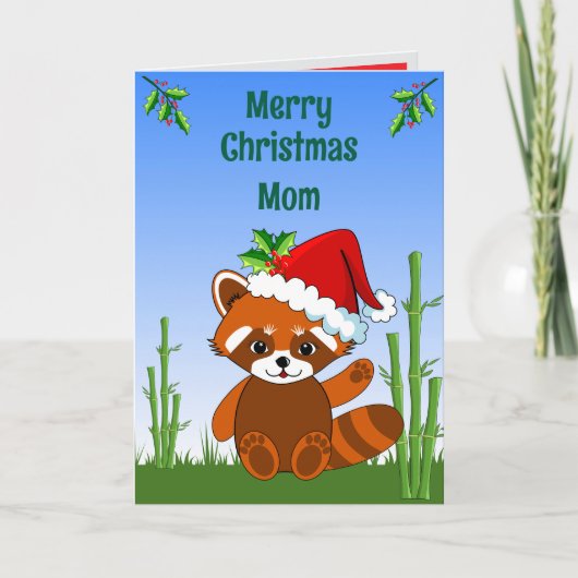 Red Panda Christmas Folded Greeting Card Kaart (Voorkant)