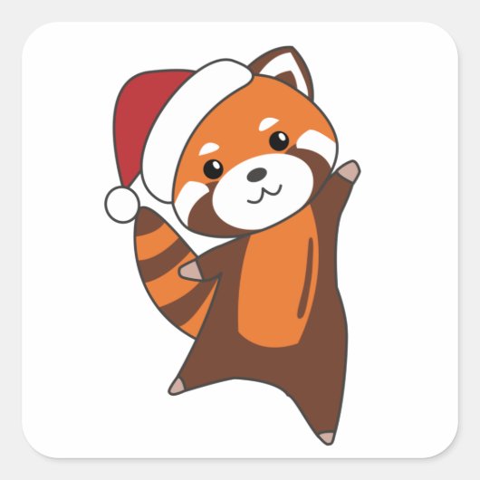 Red Panda Christmas Snow Winter Animals Pandas Vierkante Sticker (Voorkant)