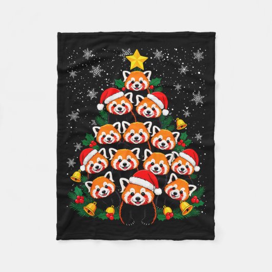 Red Panda Christmas Tree Funny Animal  Fleece Deken (Voorkant)