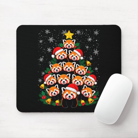 Red Panda Christmas Tree Funny Animal Muismat (Met muis)