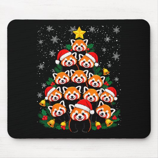 Red Panda Christmas Tree Funny Animal Muismat (Voorkant)