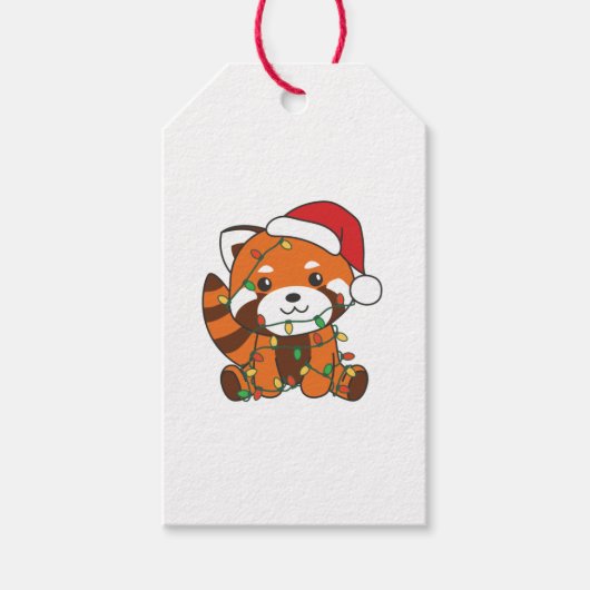 Red Panda Christmas Winter Animals Red Pandas Cadeaulabel (Voorkant)