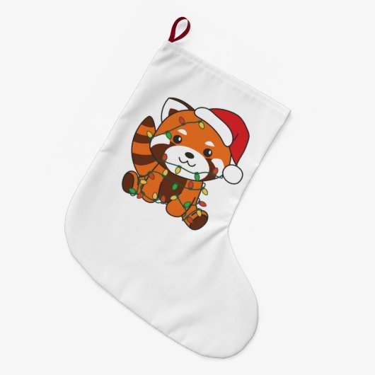 Red Panda Christmas Winter Animals Red Pandas Grote Kerstsok (Voorkant (Hangend))
