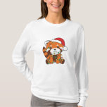 Red Panda Christmas Winter Animals Red Pandas T-shirt<br><div class="desc">The Red Panda at Christmas with fairy lights. Funny animals with gifts and snow for the folidays. Het was Christmas Greeting. Red pandas are cute animals and perfect for Christmas.</div>
