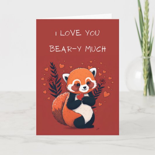 Red Panda Cute Illustrated Valentijnsdag Kaart (Voorkant)