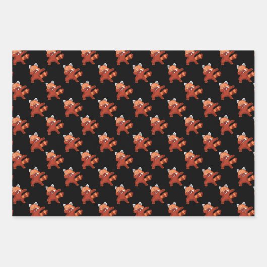 Red Panda Dabbing Inpakpapier Vel (Voorkant 3)