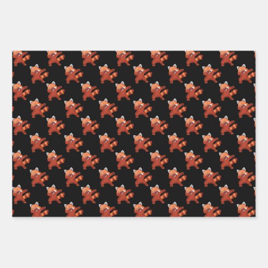 Red Panda Dabbing Inpakpapier Vel (Voorkant)