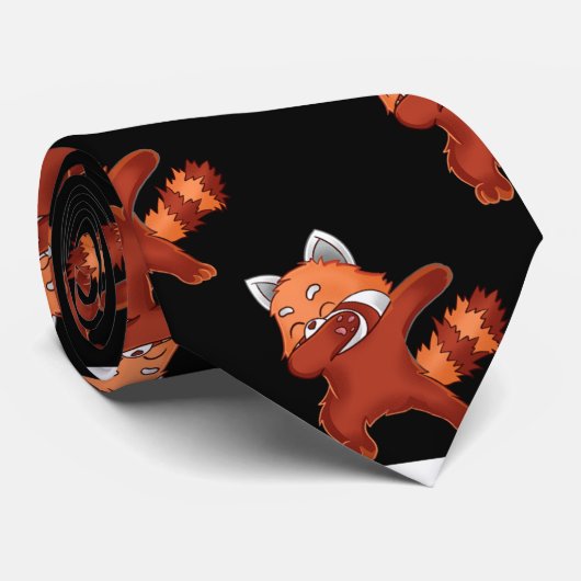 Red Panda Dabbing Stropdas (Opgerold)