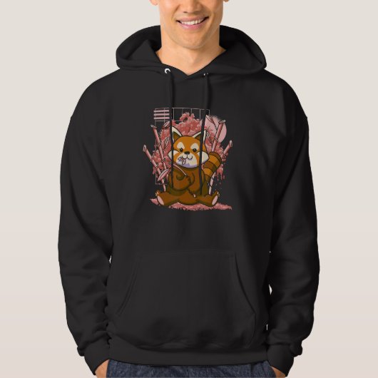 Red Panda Day Cherry Blossom Bloom Pink Sakura Ba Hoodie (Voorkant)