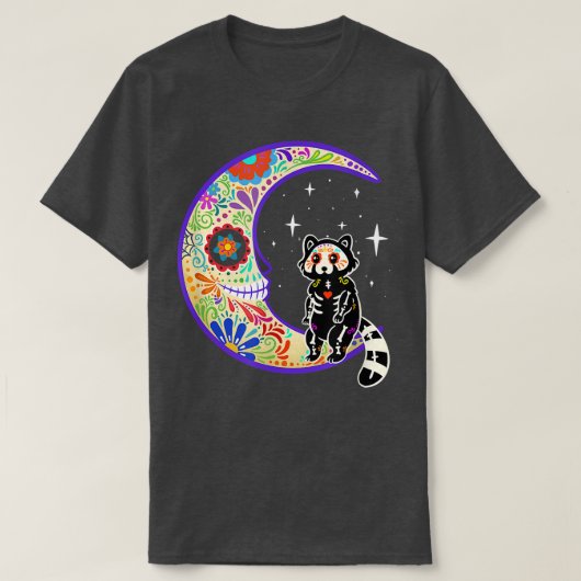 Red panda Dia de Los Muertos Skeleton T-shirt (Design voorkant)