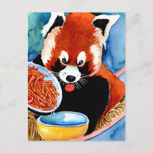 Red Panda die een Bowl van het Briefkaart van Spag