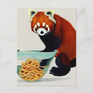 Red Panda die een Bowl van het Briefkaart van Spag