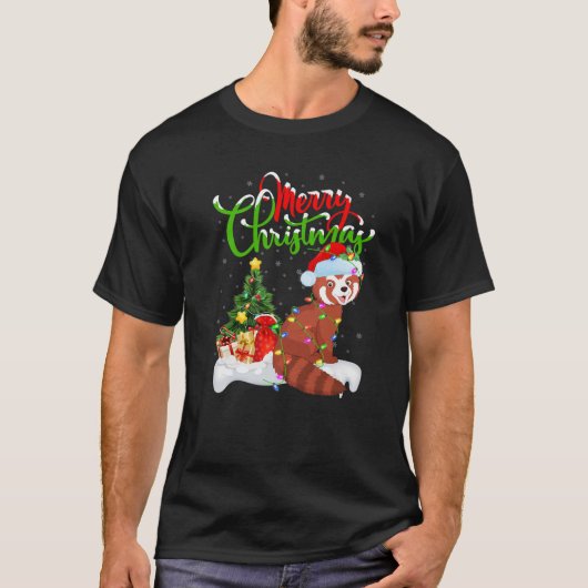 Red Panda Dierenvriend Xmas verlichting Rode Panda T-shirt (Voorkant)