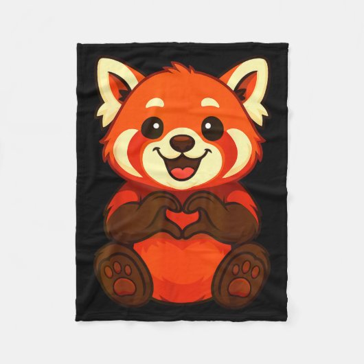 Red Panda Doing Heart With Hands Valentines Day Fleece Deken (Voorkant)
