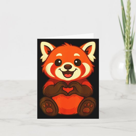 Red Panda Doing Heart With Hands Valentines Day  Kaart (Voorkant)