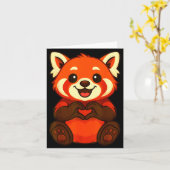 Red Panda Doing Heart With Hands Valentines Day  Kaart (Gele Bloem)