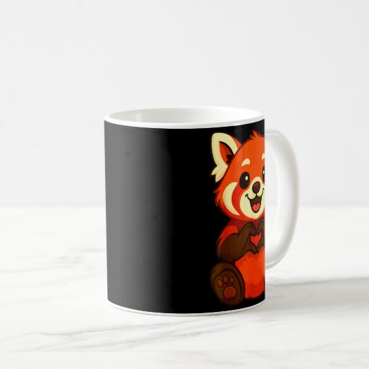 Red Panda Doing Heart With Hands Valentines Day  Koffiemok (Voorkant rechts)