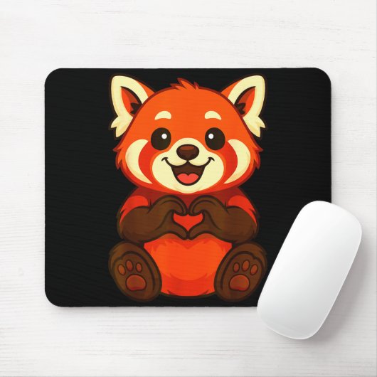 Red Panda Doing Heart With Hands Valentines Day  Muismat (Met muis)