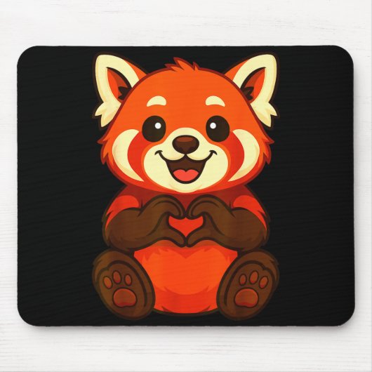 Red Panda Doing Heart With Hands Valentines Day  Muismat (Voorkant)