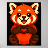 Red Panda Doing Heart With Hands Valentines Day Poster (Voorkant)