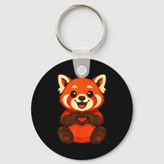 Red Panda Doing Heart With Hands Valentines Day Sleutelhanger (Voorkant)