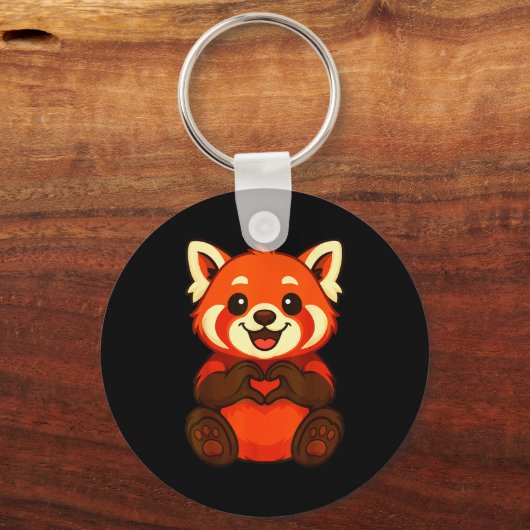 Red Panda Doing Heart With Hands Valentines Day Sleutelhanger (Voorkant)