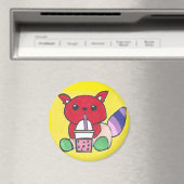 Red Panda Drinking Boba Magneet (Insitu (Vaatwasser))