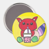 Red Panda Drinking Boba Magneet (Voorkant / Achterkant)