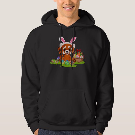 Red Panda Easter Egg Hunting Bunny Red Panda Easte Hoodie (Voorkant)