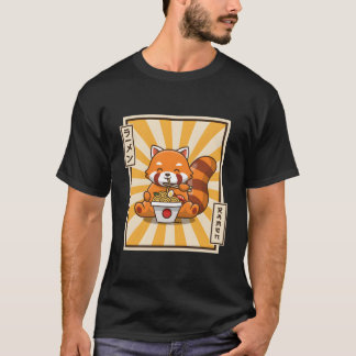 Red Panda Eating Ra Kawaii Japanese Noodles Ra T-shirt