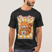 Red Panda Eating Ra Kawaii Japanese Noodles Ra T-shirt (Voorkant)