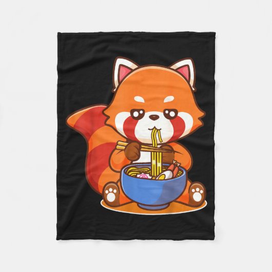 Red Panda Eating Ramen Japanese Soup Zoo Animal Zo Fleece Deken (Voorkant)