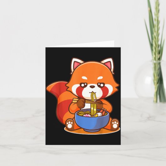 Red Panda Eating Ramen Japanese Soup Zoo Animal Zo Kaart (Voorkant)