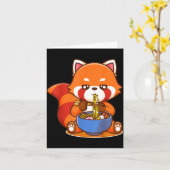 Red Panda Eating Ramen Japanese Soup Zoo Animal Zo Kaart (Gele Bloem)