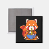Red Panda Eating Ramen Japanese Soup Zoo Animal Zo Magneet (Voorkant / Achterkant)