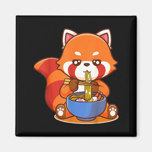 Red Panda Eating Ramen Japanese Soup Zoo Animal Zo Magneet (Voorkant)