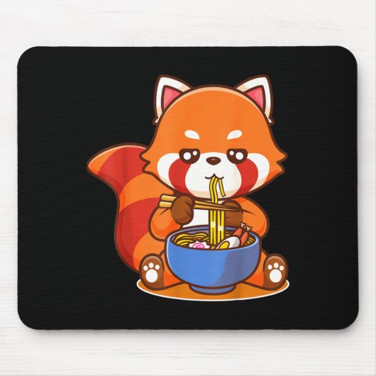 Red Panda Eating Ramen Japanese Soup Zoo Animal Zo Muismat (Voorkant)