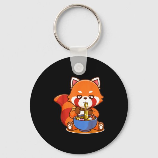 Red Panda Eating Ramen Japanese Soup Zoo Animal Zo Sleutelhanger (Voorkant)